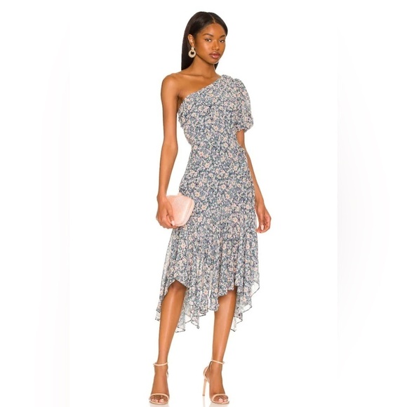ASTR the Label • Santorini Dress in Blue & Peach Multi Floral - Picture 1 of 12